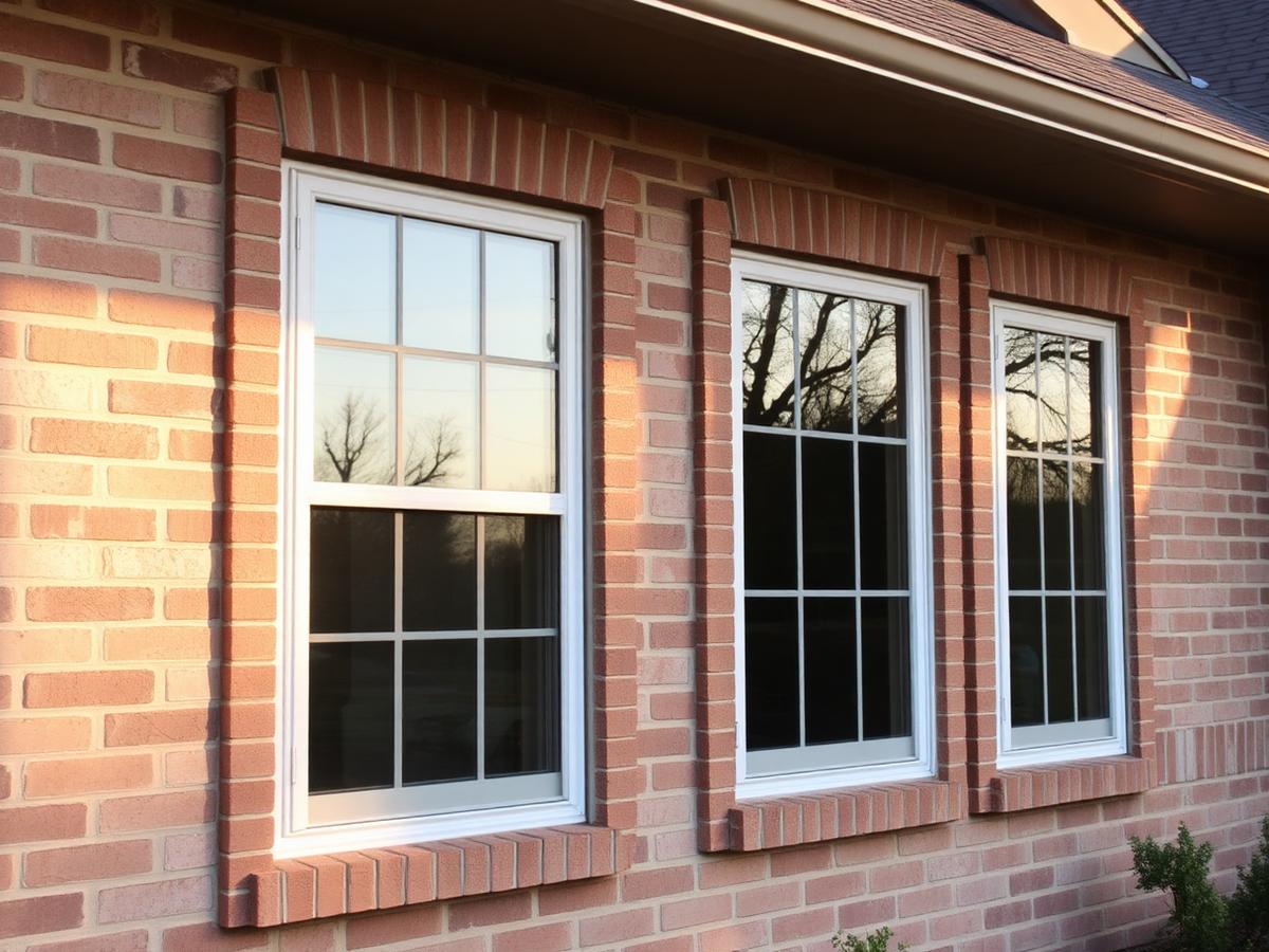 New windows set in a brick home exterior